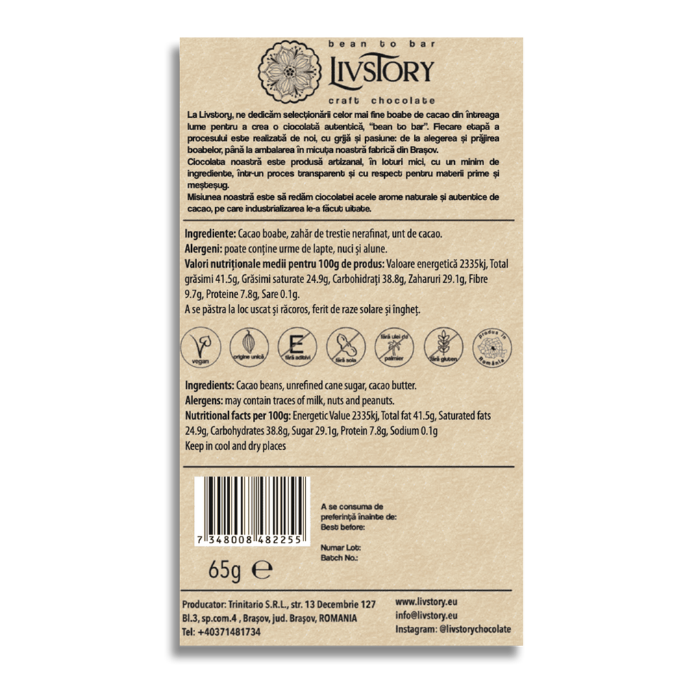 Dark Chocolate 70% Bean to Bar origin Tanzania